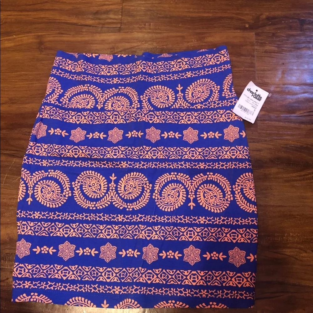 Blue Short Skirt With Orange Accents
